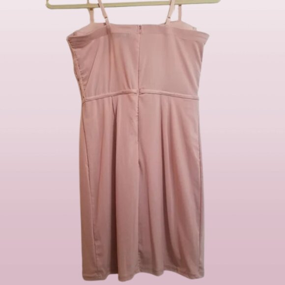 Haute Monde Blush Pink Mesh Structured Bustier Style Bodycon Dress New Years Eve - Picture 5 of 6